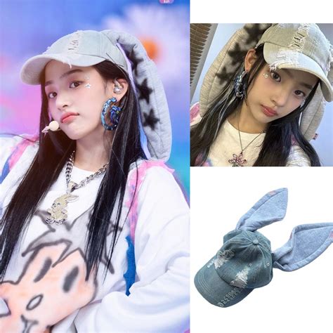 Kpop OMG Newjeans Dance Baseball Cap HANNI DANIELLE Denim Rabbit Ears