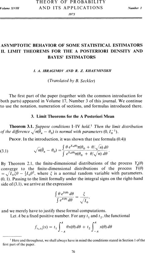 Asymptotic Behavior Of Some Statistical Estimators Ii Limit Theorems For The A Posteriori