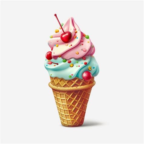 Premium Ai Image There Is A Ice Cream Cone With A Cherry On Top