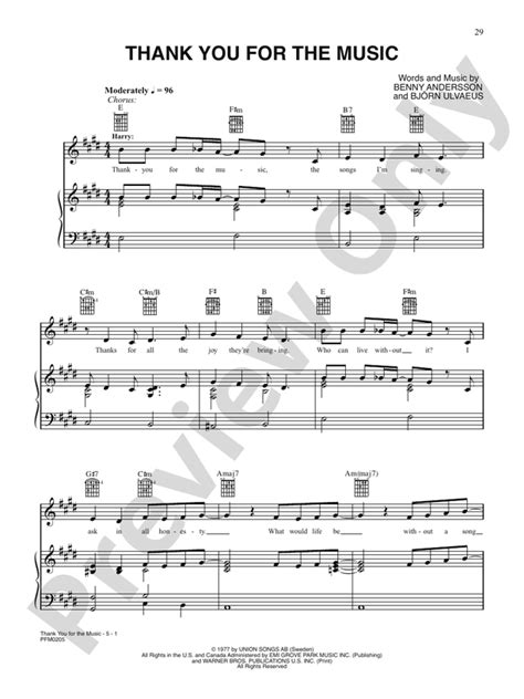 Free printable lyrics thank you for the music, Download Free printable ...