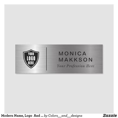 Modern Name, Logo And Title Name Tag | Zazzle