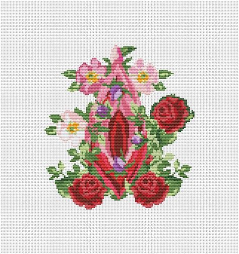 Set Of 2 Sex Cross Stitch Pattern PDF Vulva Penis Art LGBT Couple