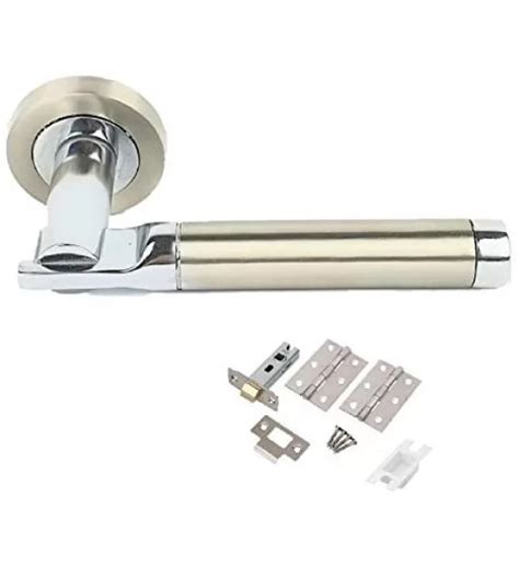 Set Of Electra Design Modern Chrome Door Handles On Rose With Duo