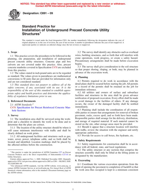 ASTM C891 09 Standard Practice For Installation Of Underground