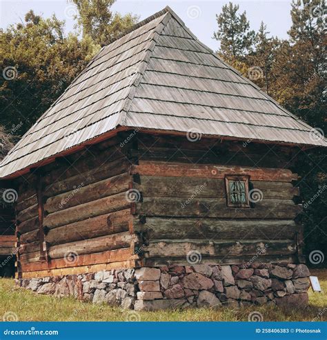 Traditional Wood House and Nature Landscape in Romania Stock Image