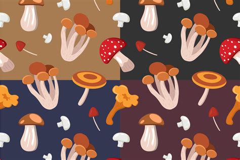 Mushrooms Vector Free Seamless Pattern Graphicsurf