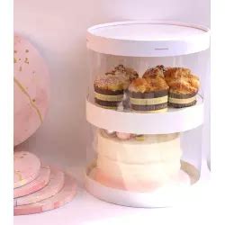 Boite à cupcakes ronde transparente sur 2 étages Planète Gateau