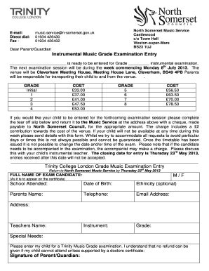 Fillable Online Old N Somerset Gov Trinity Guildhall Special Visit Exam