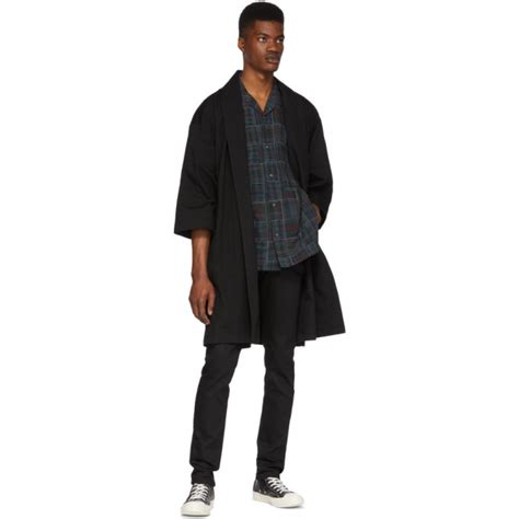 Naked And Famous Denim Ssense Exclusive Black Over Coat Naked And