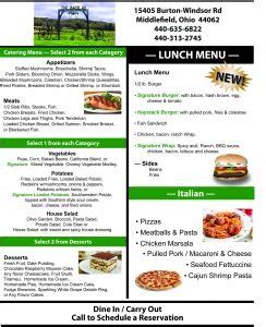 50 north findlay ohio lunch menu