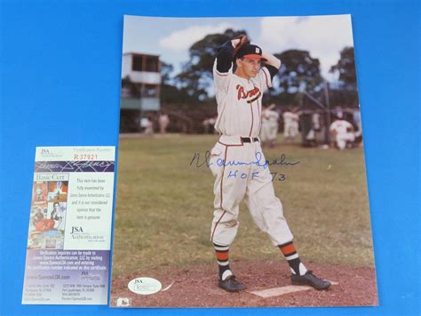 WARREN SPAHN SIGNED 8x10 PHOTO ~ CERT #R37921 ~ AUTOGRAPH Insc "HOF 73 ...