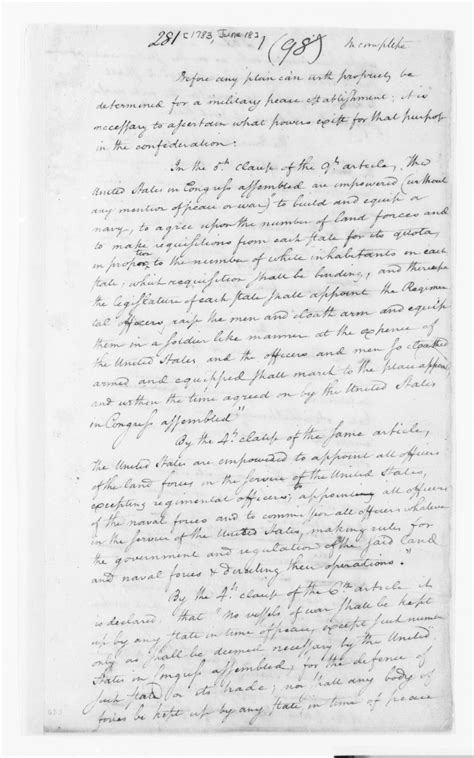 Alexander Hamilton Papers Speeches And Writings File 1778 1804 1783 [18 June] Report On A