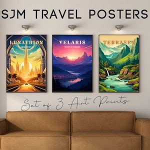 Acotar Set Of Art Prints Acotar Poster Velaris Lunathion Terrasen