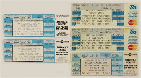 Lot Detail Fleetwood Mac And Stevie Nicks Original Concert Ticket Archive