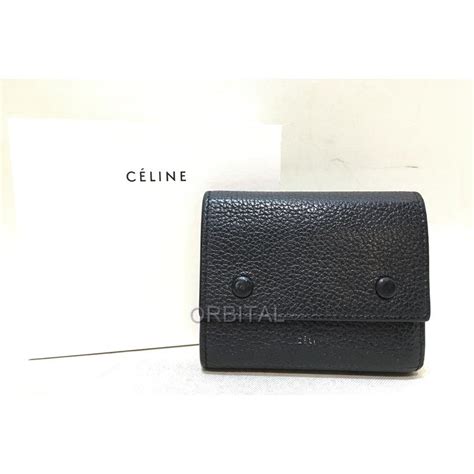 経堂 セリーヌ Celine スモールフォールデッドマルチファンクション 三つ折り財布 ブラック×イエロー ※使用感 Kyd