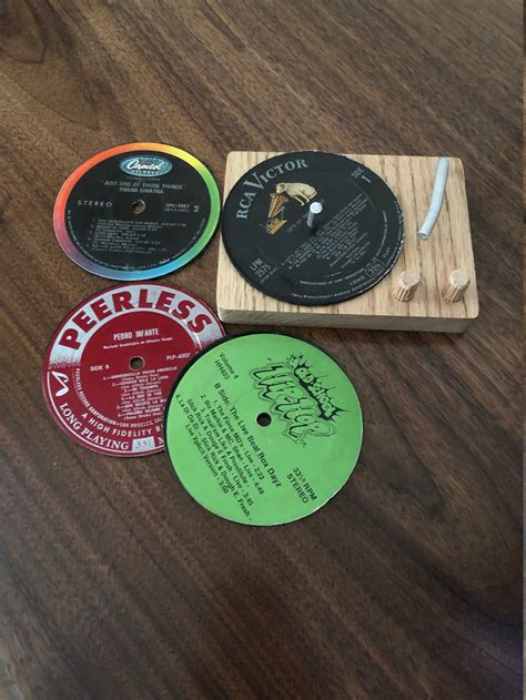 Vinyl Record Coasters And Holder Includes 4 Records Free Etsy