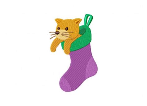 Kitty In Stocking Machine Embroidery Design Daily Embroidery