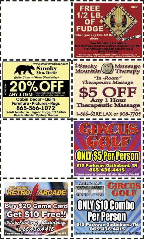 Smoky Mountains Pigeon Forge Coupons Gatlinburg Discount Coupons