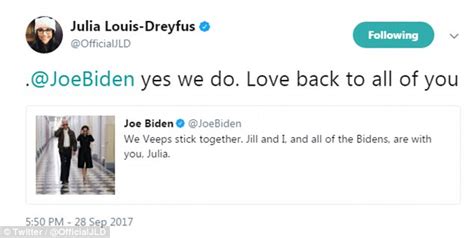 Joe Biden Tweets Message Of Support To Julia Louis Dreyfus Daily Mail