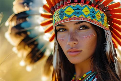 Premium Photo Native American Woman In Headdress