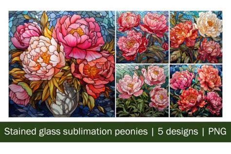 Stained Glass Peonies Sublimation Graphic By Valerianovna Art