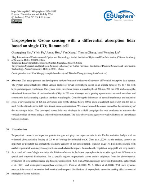 Pdf Tropospheric Ozone Sensing With A Differential Absorption Lidar