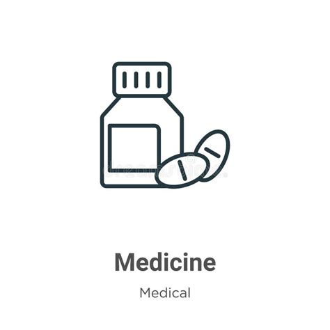 Icono Vector De Contorno De Medicina Línea Delgada Medicina Negra