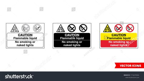 Caution Flammable Liquid No Smoking Naked Stock Vector Royalty Free