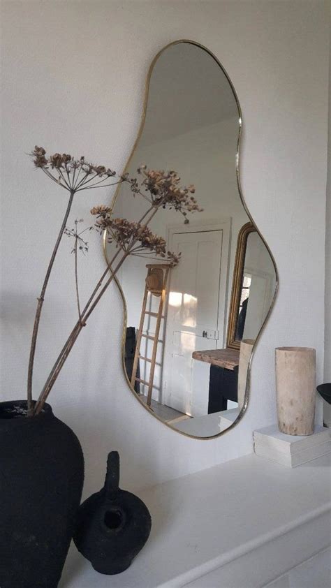 Large Organic Mirror 110 65 Cm Gold Or Black Irregular Brass Decoration Asymmetrical Mirror