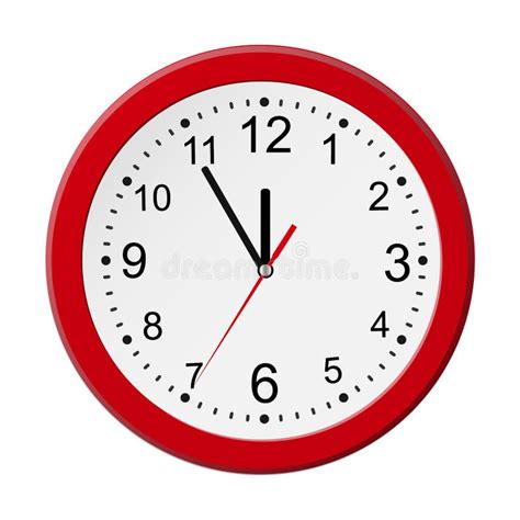 Reloj De Pared Redondo Rojo Cl Sico Aislado En Blanco Ilustraci N Del