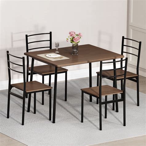 MAISONPEX Dining Table Set, 5-Piece Kitchen Table and Chairs for 4 ...