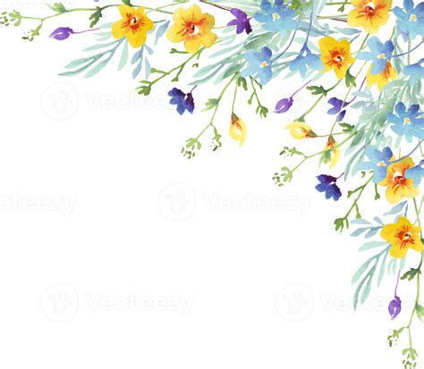 Wildflowers Frame Watercolor Clipart 22157120 Png