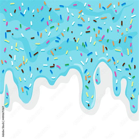 Ice Cream Background With Blue Frosting With Colorful Sprinkles Vector