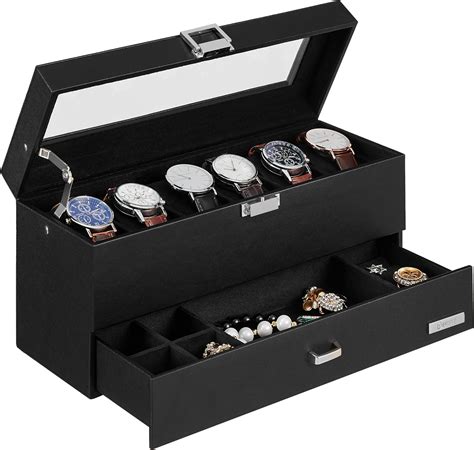 Amazon Myfully Slots Watch Case With Jewelry Organizer Drawer