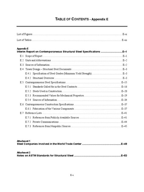 Table of Contents - Appendix e | PDF | Ton | Structural Steel