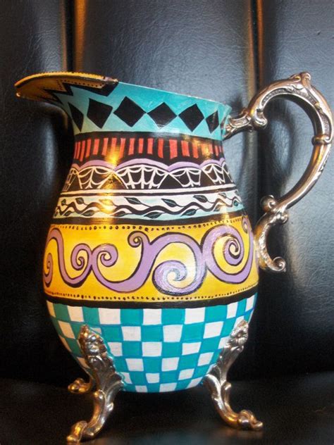 Hand Painted Silver Plated Water Pitcher By Mistyscreations