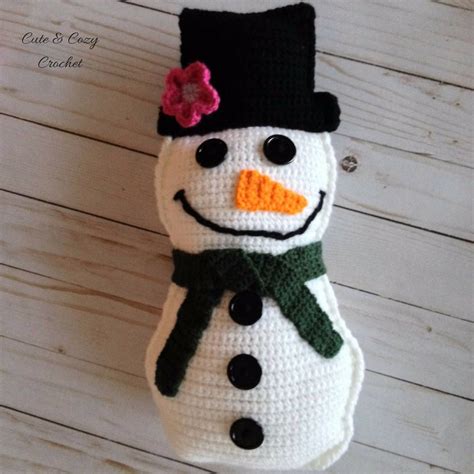 Happy Button Snowman Crochet Pattern Winter Christmas Toy