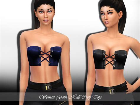 The Sims Resource Women Gothic Half Crop Tops