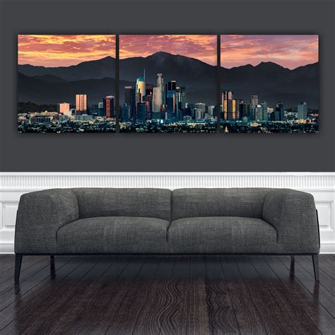 Los Angeles Skyline On Canvas Holy Cow Canvas
