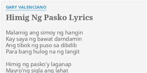 "HIMIG NG PASKO" LYRICS by GARY VALENCIANO: Malamig ang simoy ng...