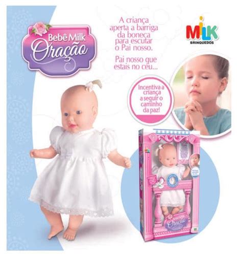 Boneca Bebê Infantil Menina Reza Pai Nosso Oração Milk Milk