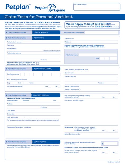 Fillable Online Claim Form For Personal Accident Fax Email Print