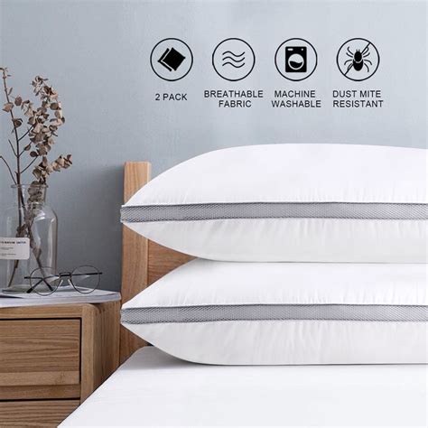 JML Cotton King Bed Pillows For Sleeping 2 Pack Gusseted Down ...