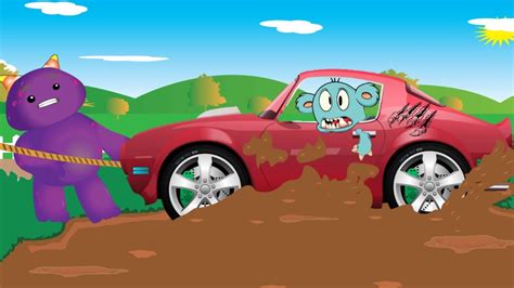 Car Stuck Mud Cartoon