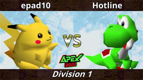 Apex 2022 Hotline Yoshi Vs Epad10 Pikachu SSB64 Smash Bros