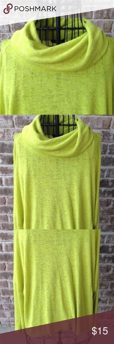 Cowl Neck Sweater Lime Green Premise Trendy Fall Cowl Neck Sweater