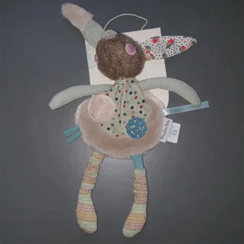 Doudou Plat Lapin Les Jolis Trop Beaux Avec Bras Neuf Moulin Roty Vert