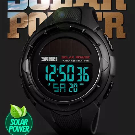 Reloj Cronógrafo Luminoso Skmei Solar Energy Color De La Correa Caqui