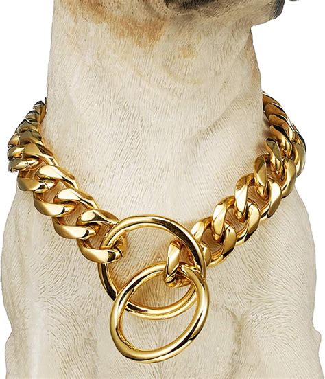 18k Gold Dog Collar Heavy Duty Choke Miami Cuban Dog Chainwidth 15mm