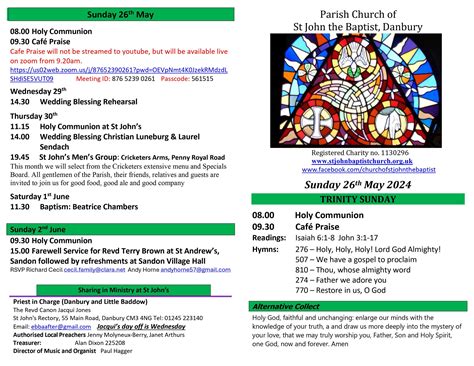 Pew Leaflet — Parish Church of St John the Baptist, Danbury